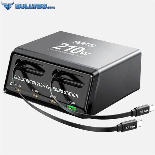 Cargador Múltiple USB-C 210W de Escritorio con Cables Retráctiles