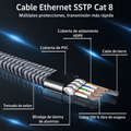 Cable Ethernet CAT8, Cable Lan de red trenzado de nailon plano de 40Gbps para módem de PC