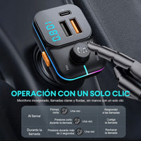 Transmisor FM Bluetooth 5.3 para Auto con Carga Inalámbrica 20W