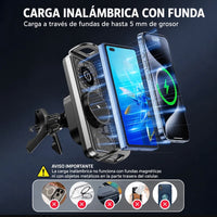 Soporte para Celular de Auto con Carga Inalámbrica 15W Ajuste Automático