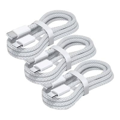 Cable de Carga Rápida (3 Piezas) Compatible con iPhone Tipo C 1 Metro 60W