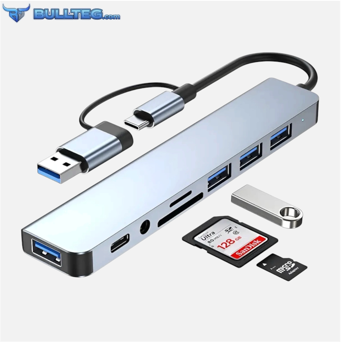Adaptador Hub USB C 8 en 1 para Laptop y Celular