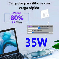 Cargador USB-C 35W de Carga Rápida + Cable 1m