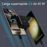 Cargador USB-C 45W Carga Rápida Android / ios con Cable 1m