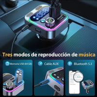 Transmisor FM Bluetooth 5.3 para Auto con Carga Rápida 48W