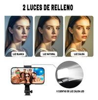 Trípode para Celular 1.72 m Selfie Stick con Control Bluetooth y Luz LED