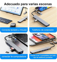 Adaptador Hub USB C 8 en 1 para Laptop y Celular